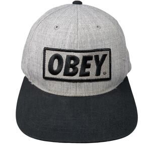 Obey Patch Snapback Hat Gray One Size Colorblock Adjustable Vent Holes